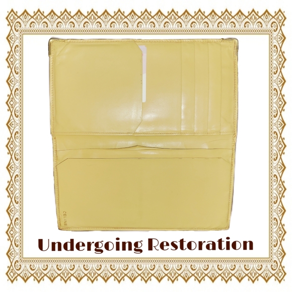 ⭐️Celine Long Macadam Pattern Cream, Beige, & Gold Billfold ⭐️Under Restoration - Picture 2 of 3